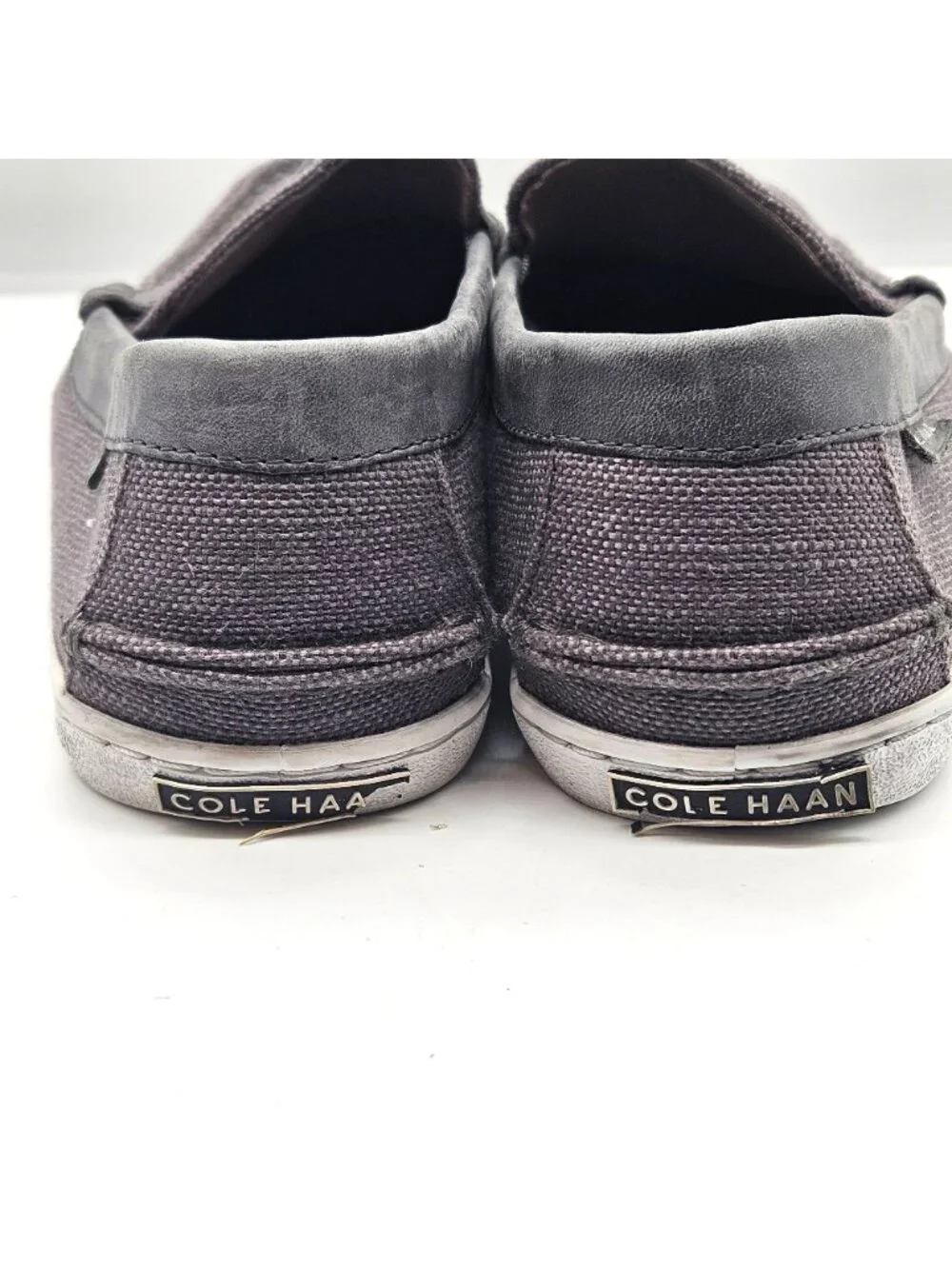 Cole Haan Mens Grey Canvas Leather Pinch Loafers Slip-On Shoes Size 11.5M C25710